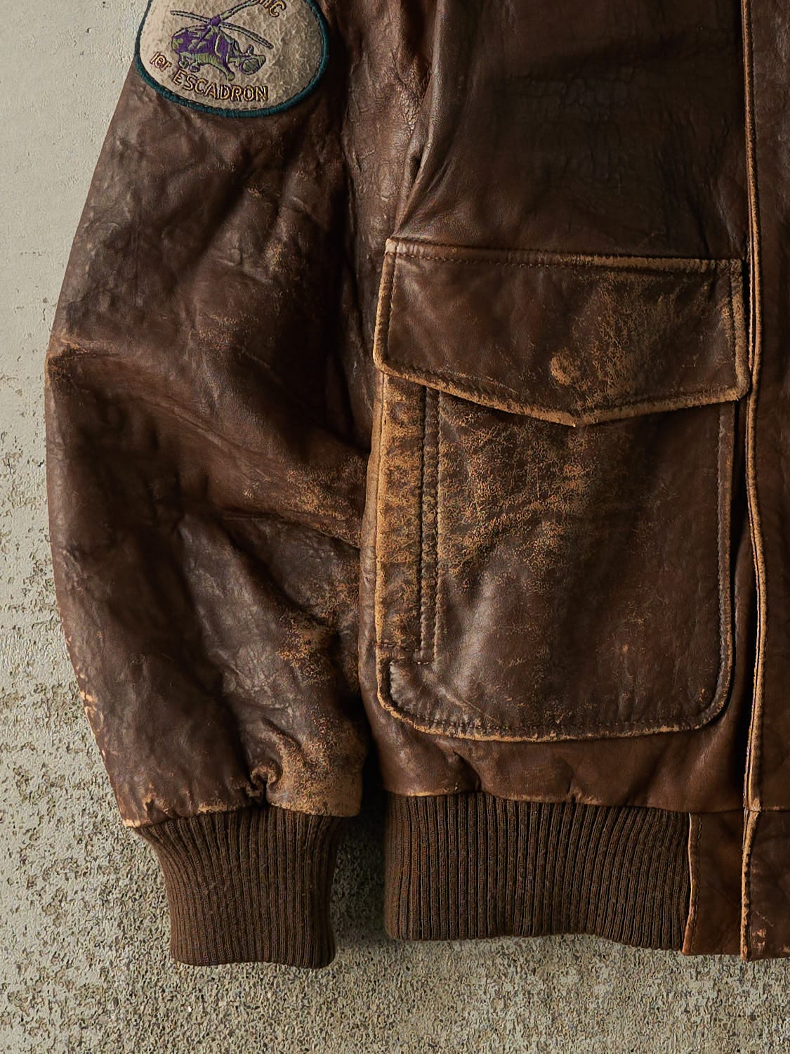 Vintage 80s Brown Leather Aviator Bomber Jacket (S/M)
