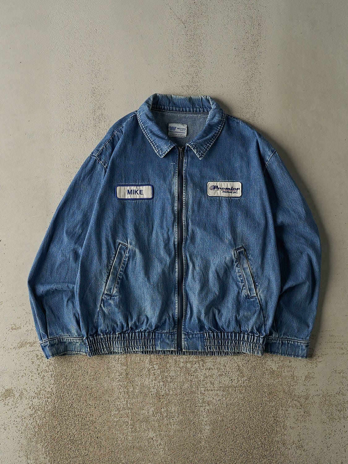 Vintage 80s Mid Wash Denim Zip Up Work Jacket (L/XL)