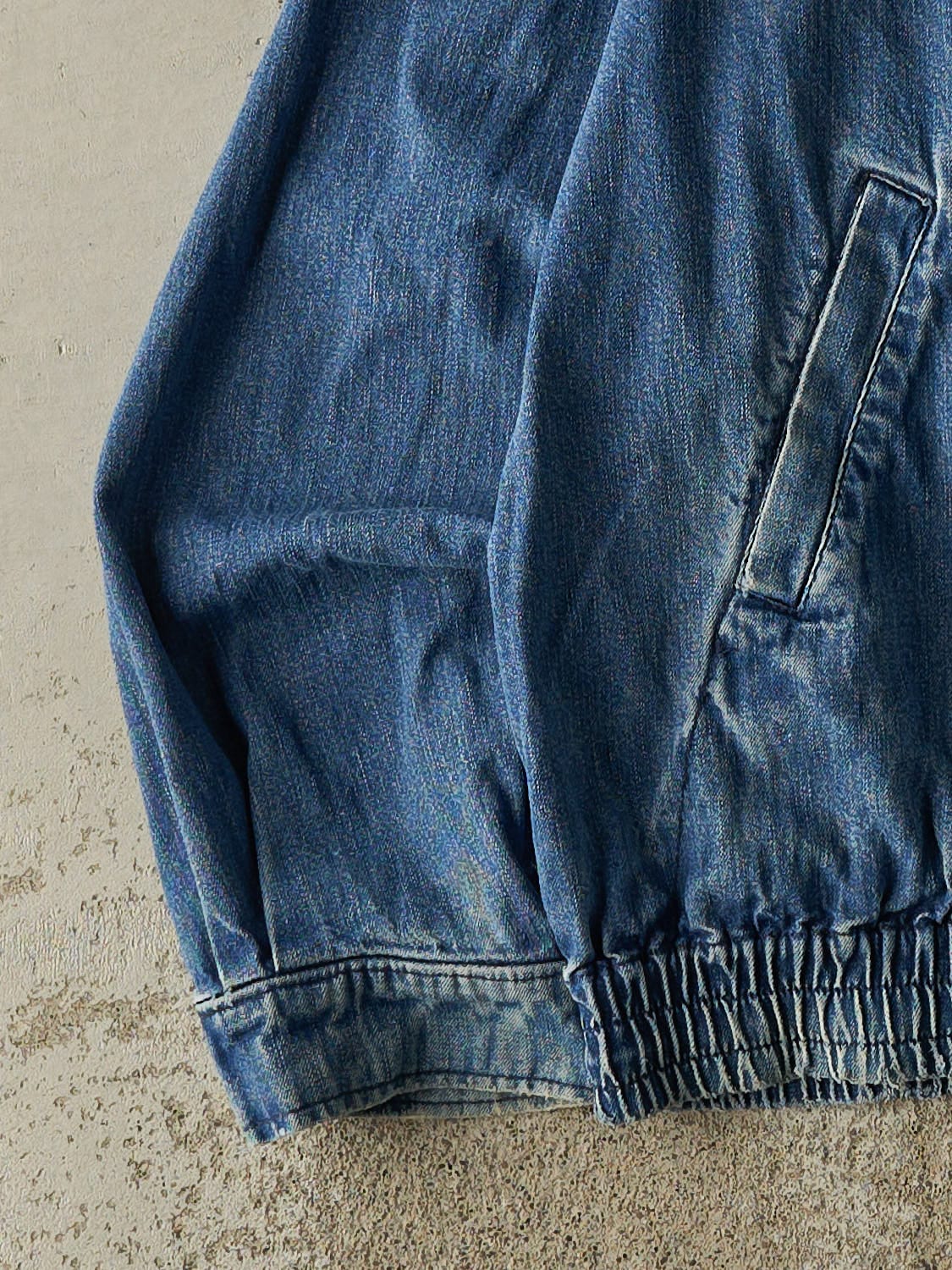 Vintage 80s Mid Wash Denim Zip Up Work Jacket (L/XL)