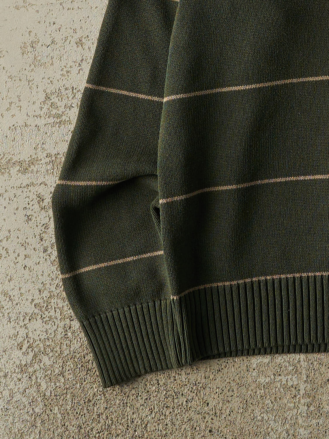 Vintage 90s Green Denver Hayes Striped Quarter Button Knit (M)