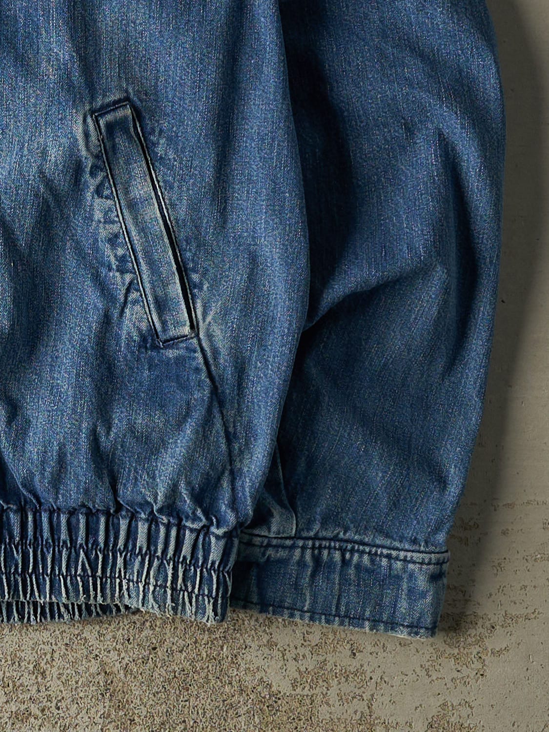 Vintage 80s Mid Wash Denim Zip Up Work Jacket (L/XL)