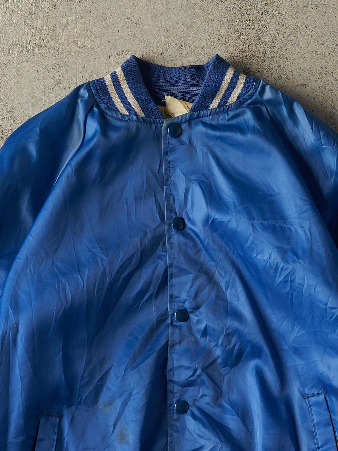 Vintage 80s Blue Satin Bomber Jacket (M/L)