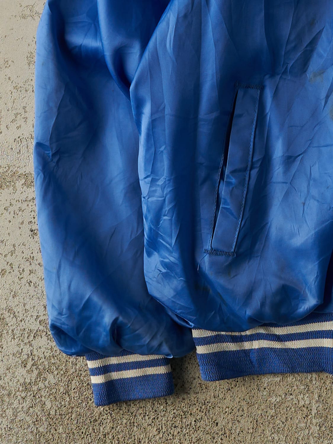Vintage 80s Blue Satin Bomber Jacket (M/L)