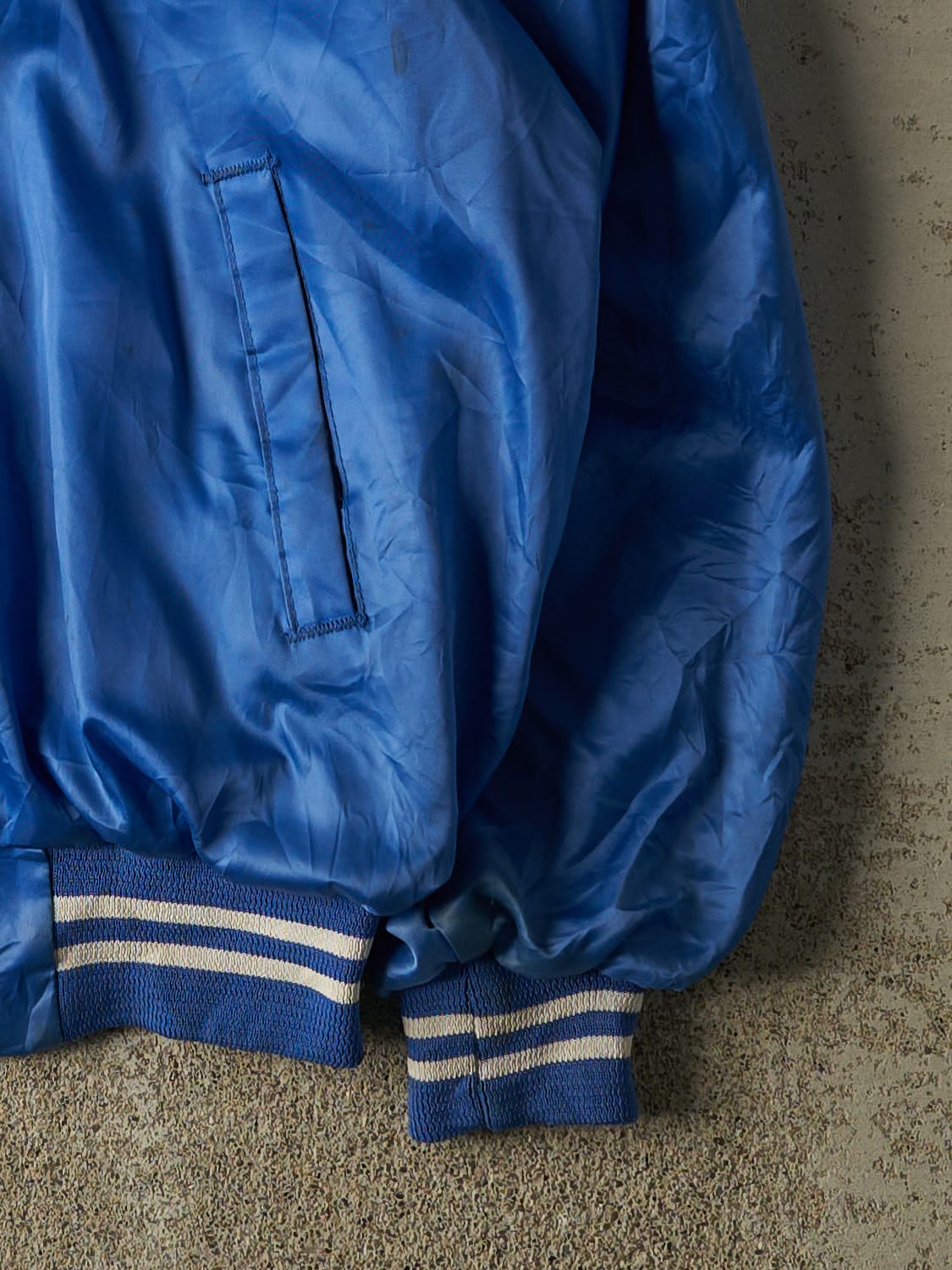 Vintage 80s Blue Satin Bomber Jacket (M/L)