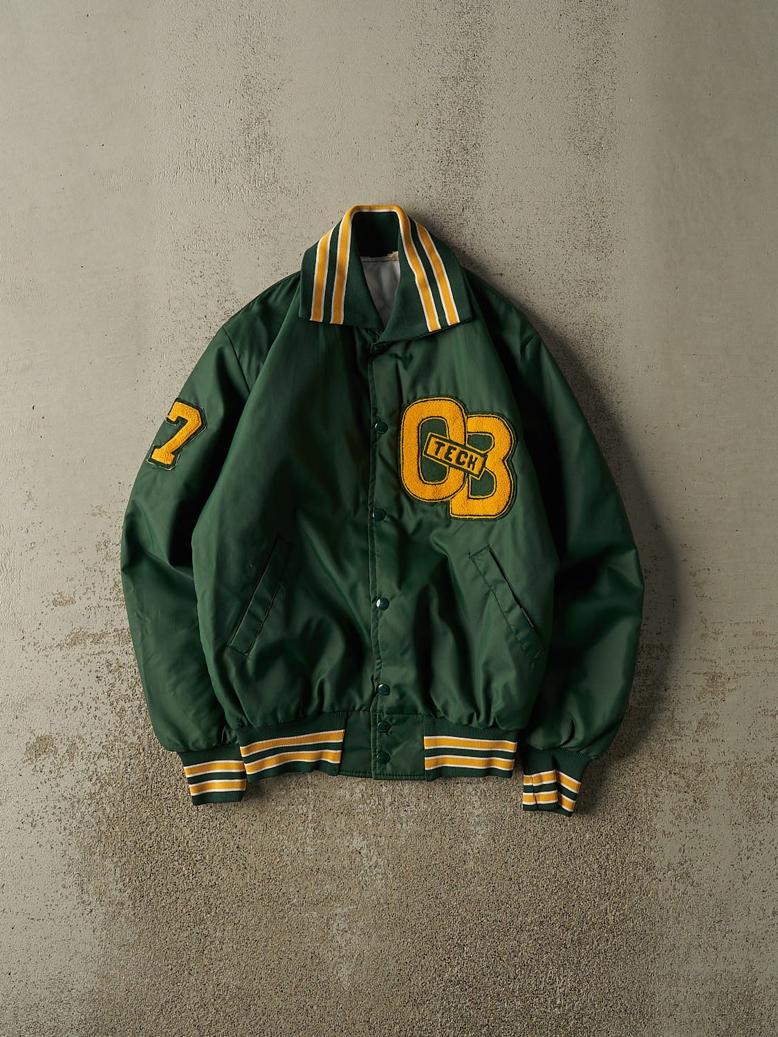 Vintage 80s Green OB Tech Varsity Bomber Jacket (S/M)