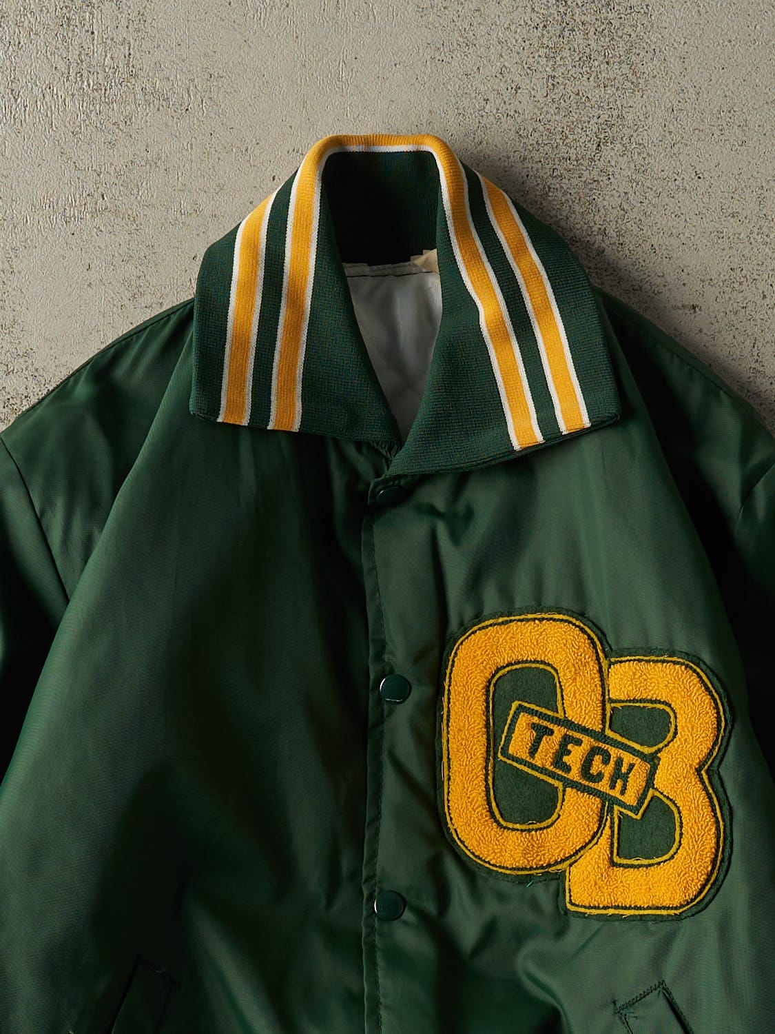 Vintage 80s Green OB Tech Varsity Bomber Jacket (S/M)