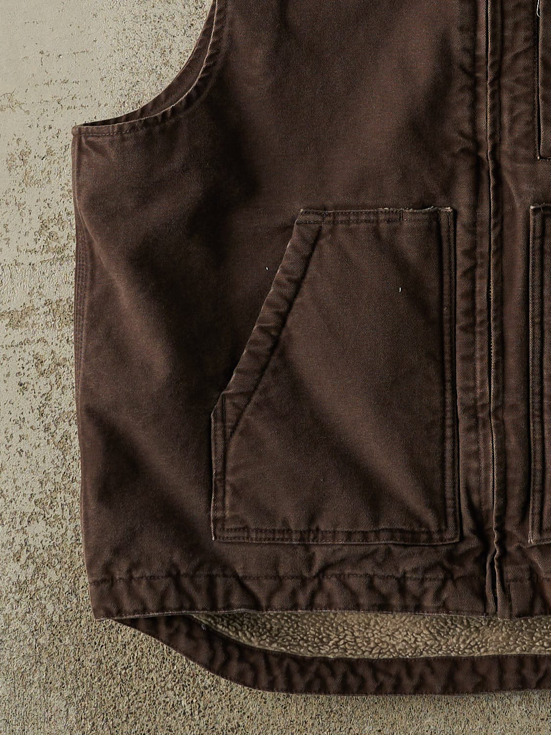 Vintage Y2K Chocolate Brown Carhartt Sherpa Lined Vest (XL/XXL)