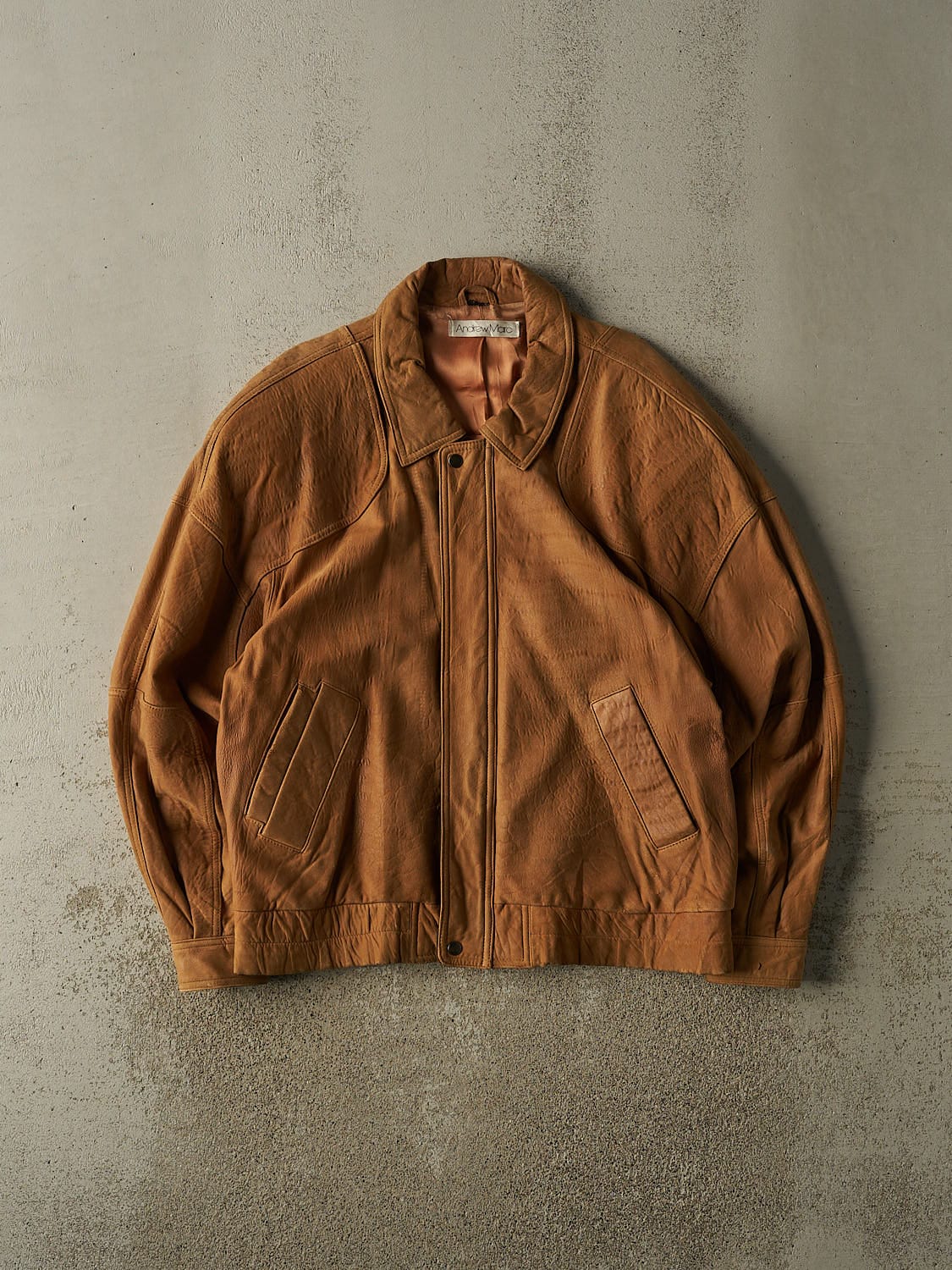 Vintage 90s Camel Leather Jacket (XL/XXL)