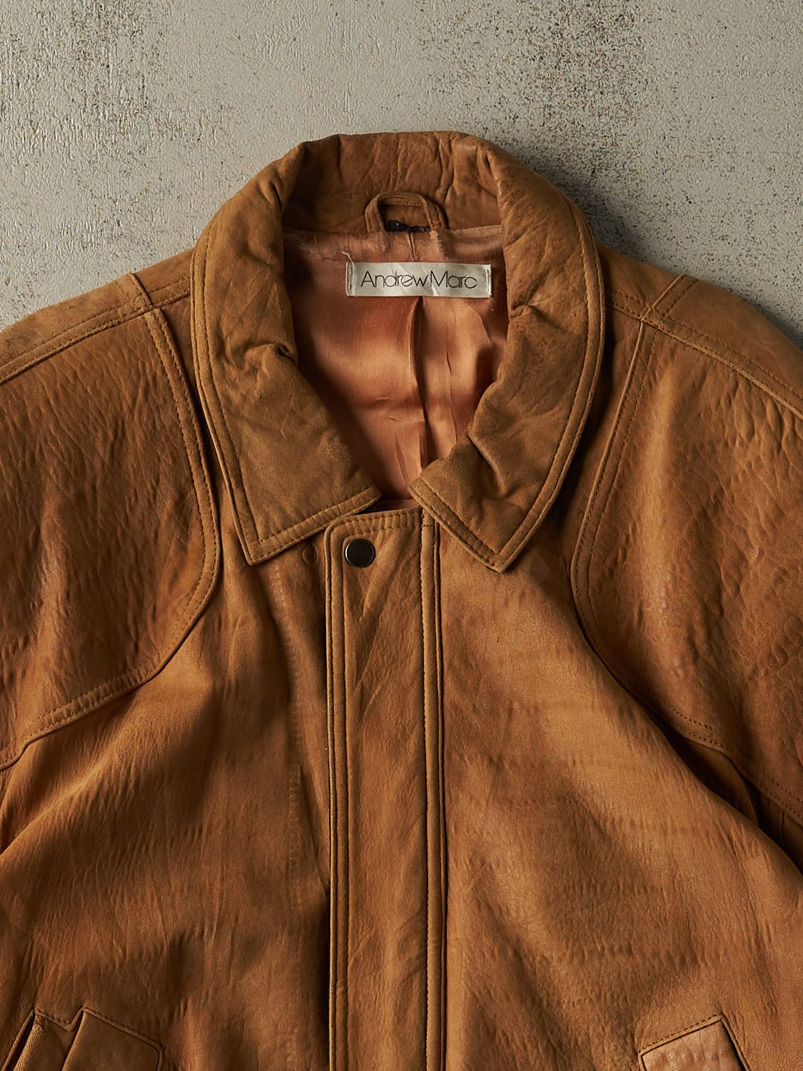 Vintage 90s Camel Leather Jacket (XL/XXL)