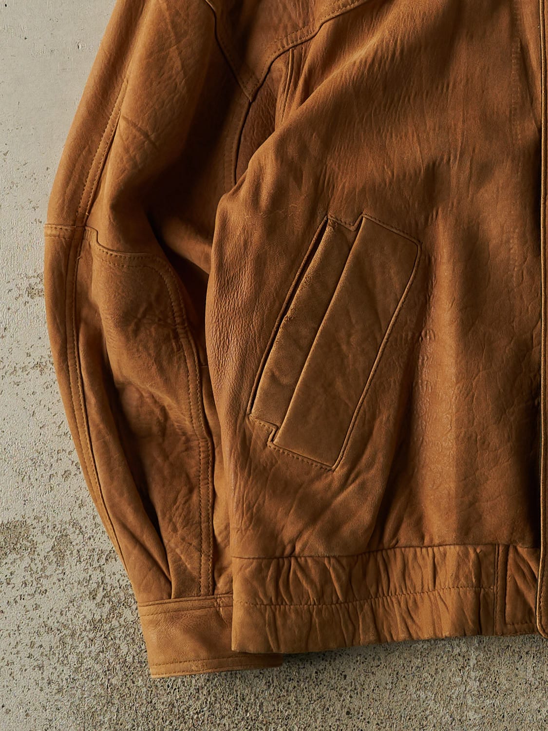 Vintage 90s Camel Leather Jacket (XL/XXL)