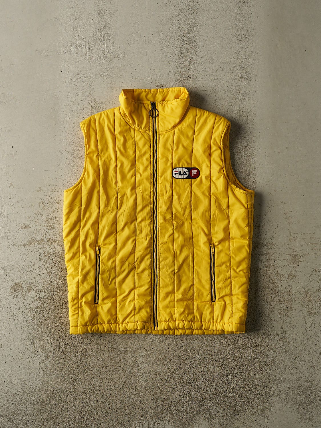Vintage 90s Yellow Fila Puffer Vest (L/XL)