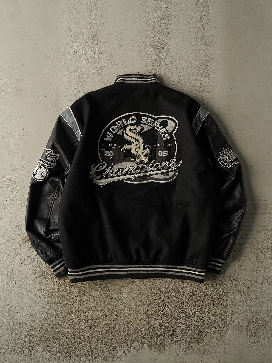 Vintage 05' Black Jeff Hamilton Chicago White Sox Road Series Champions Varsity Jacket (XXL)