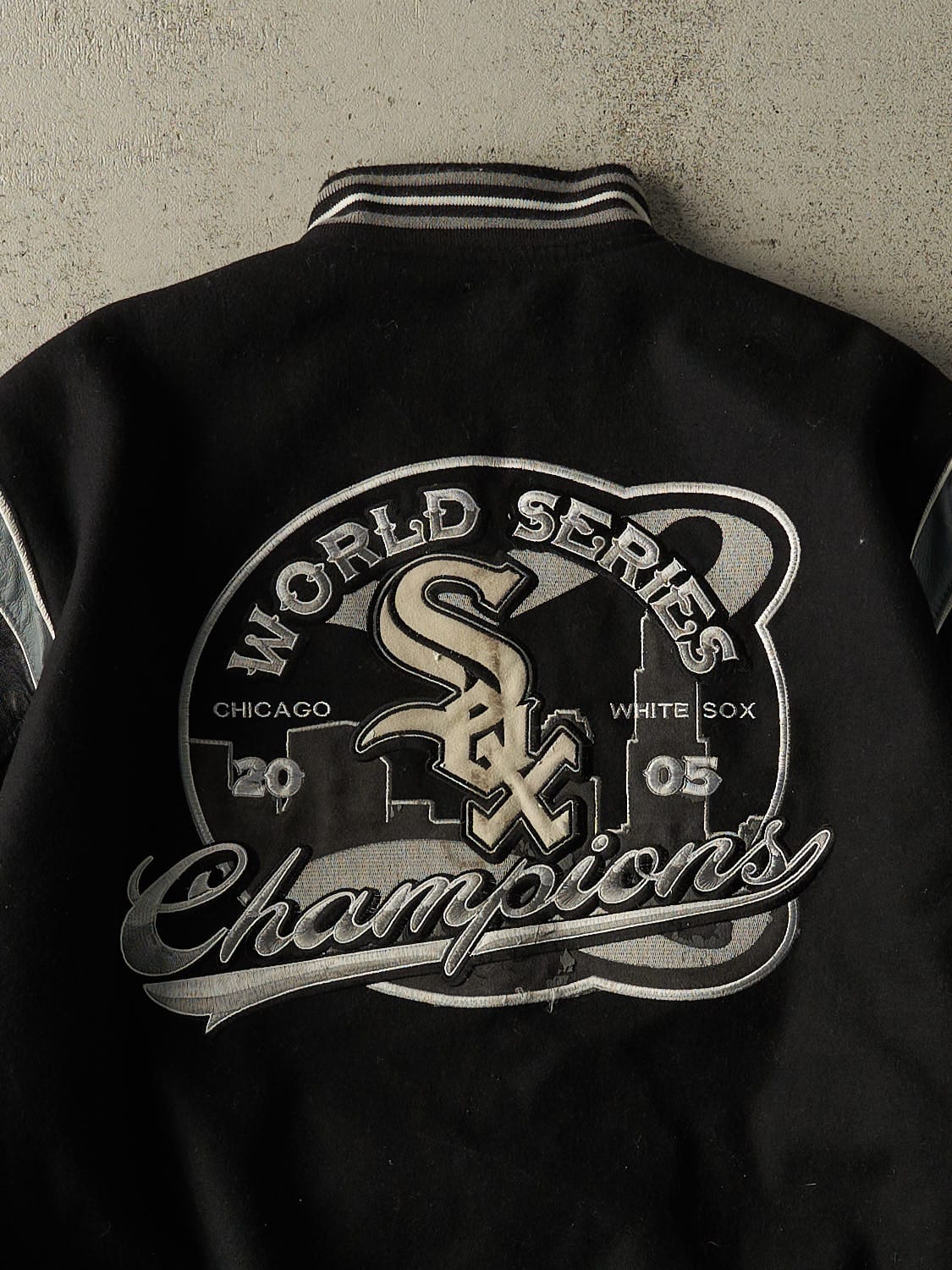 Vintage 05' Black Jeff Hamilton Chicago White Sox Road Series Champions Varsity Jacket (XXL)