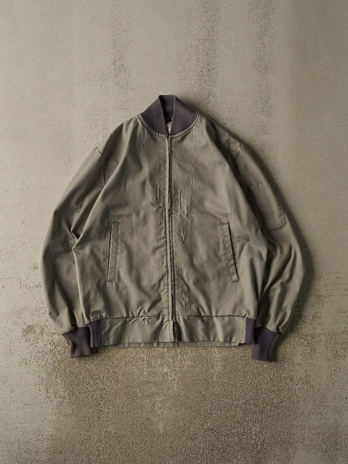 Vintage 80s Grey Bomber Jacket (L/XL)