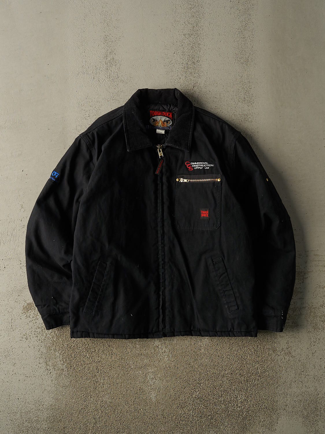 Vintage 90s Black Tough Duck Embroidered Work Jacket (XL)