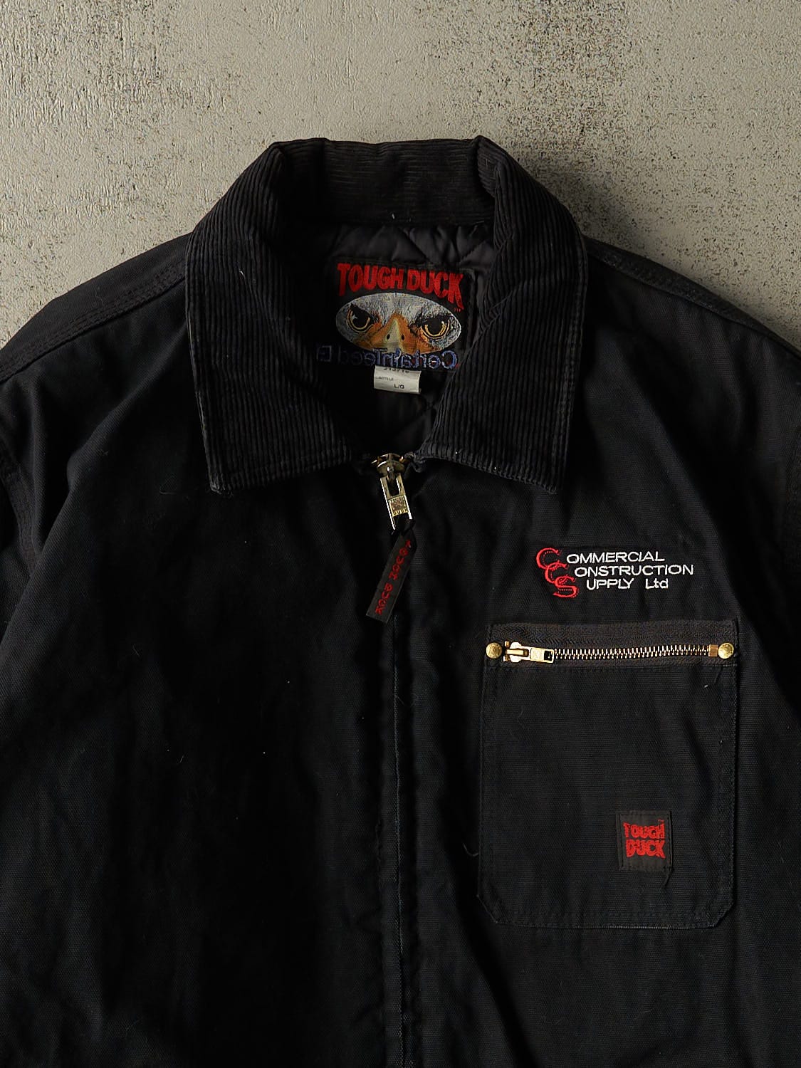 Vintage 90s Black Tough Duck Embroidered Work Jacket (XL)