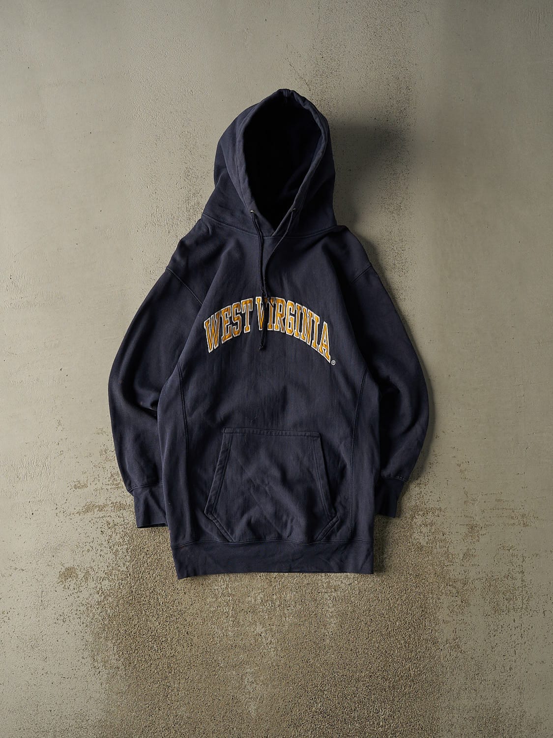 Vintage 90s Navy Blue West Virginia University Embroidered Long Hoodie (M/L)
