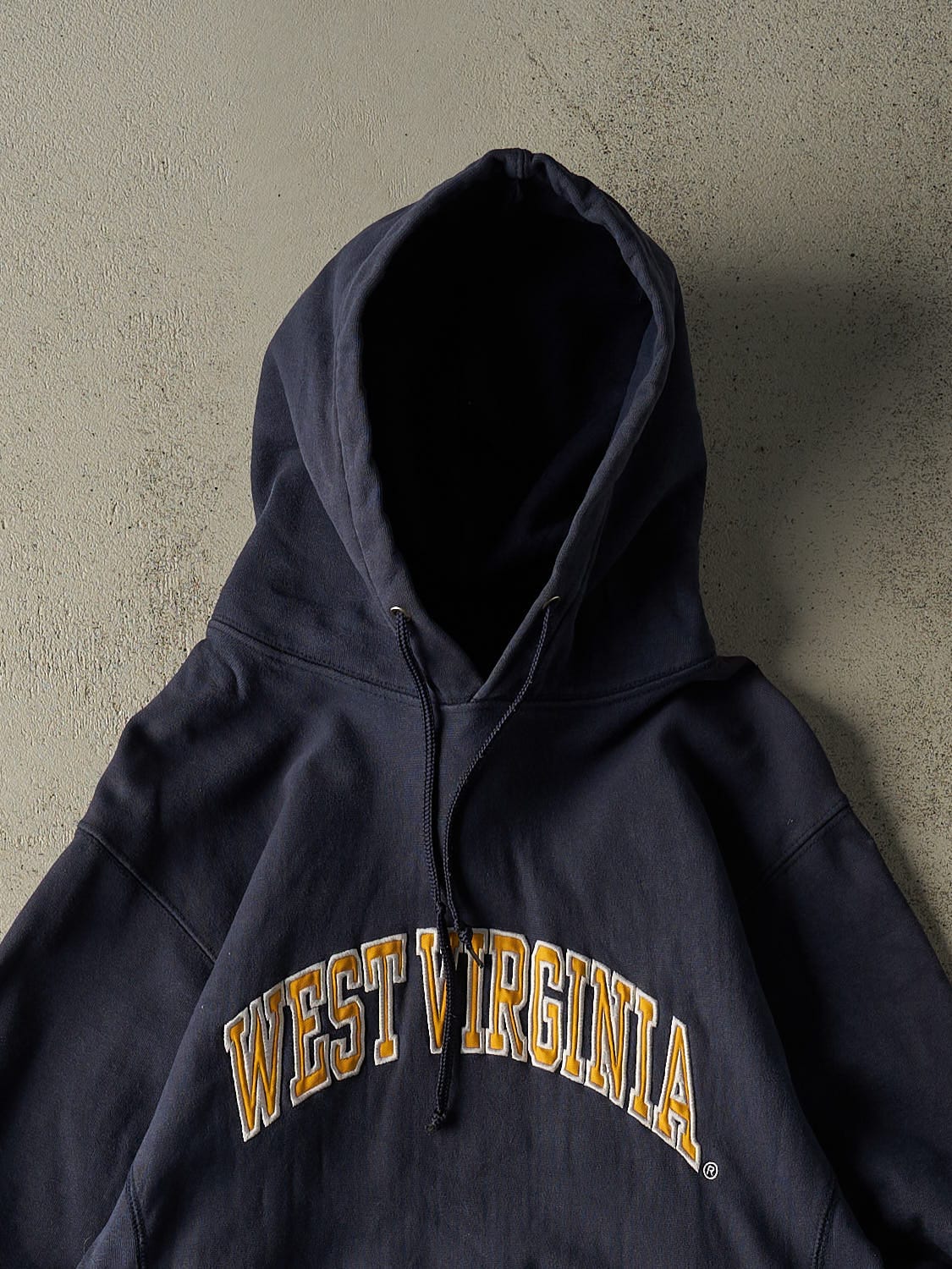 Vintage 90s Navy Blue West Virginia University Embroidered Long Hoodie (M/L)