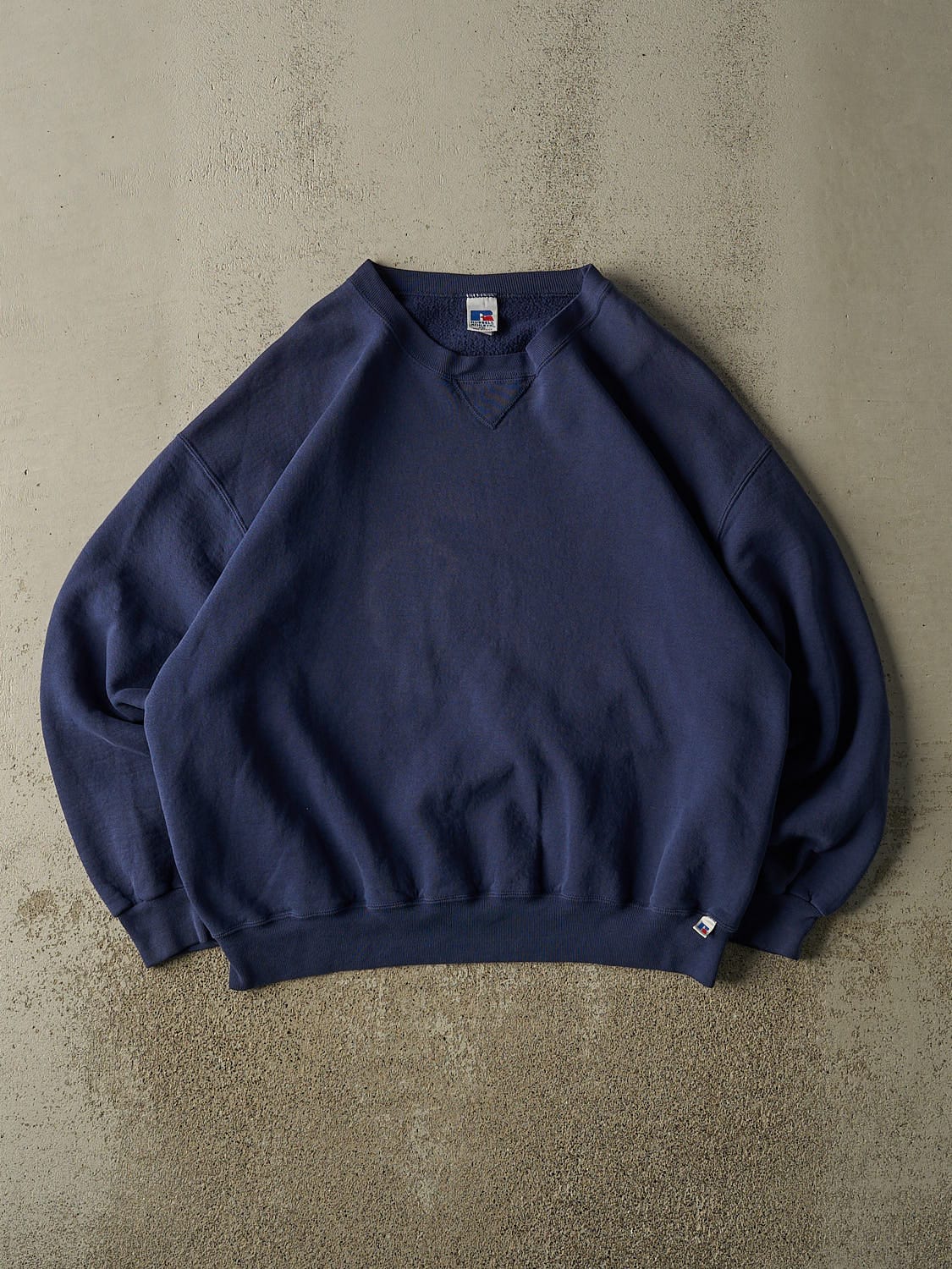 Vintage 90s Sun Faded Navy Russell Athletic Blank Crewneck (XL/XXL)
