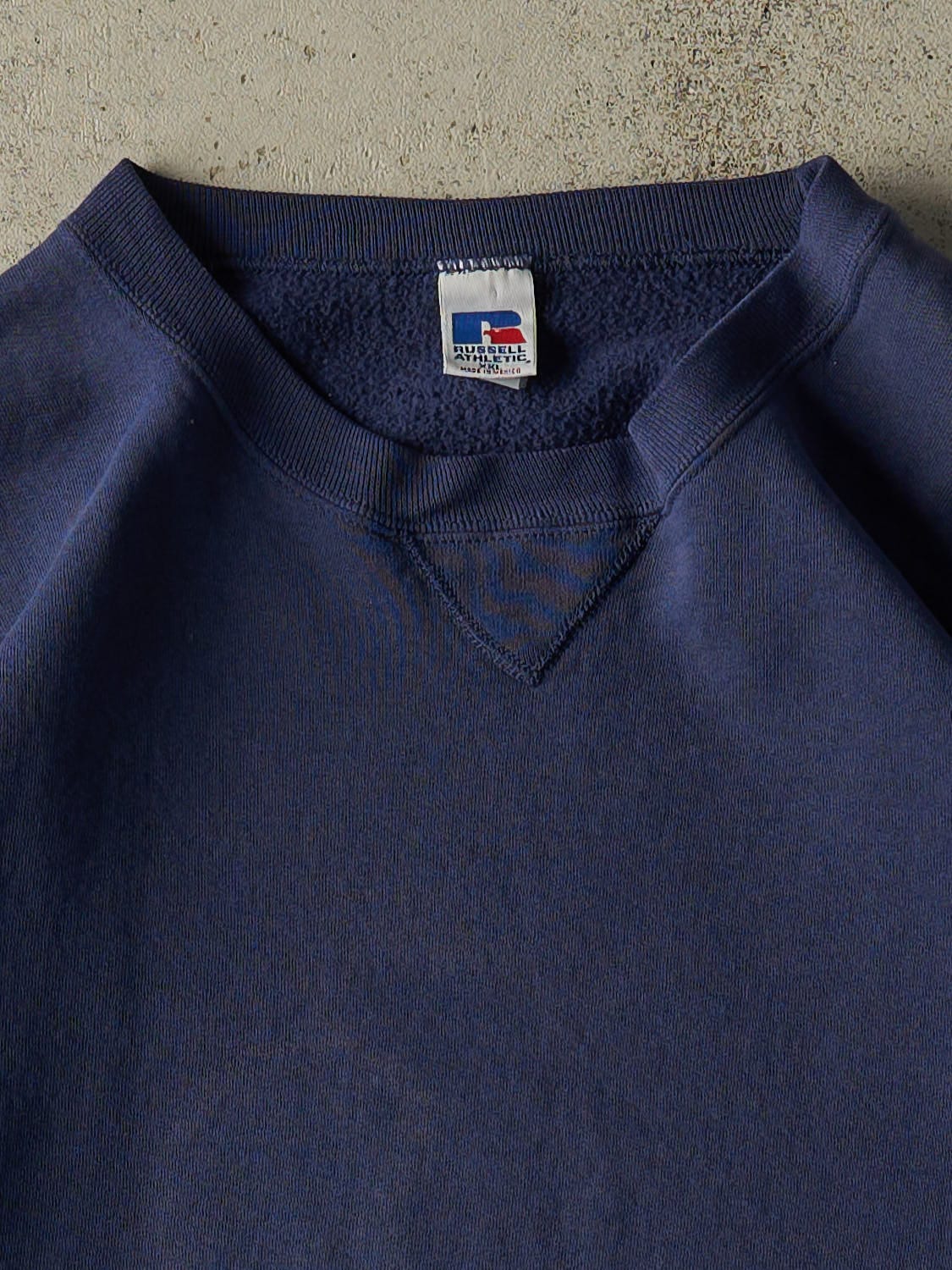 Vintage 90s Sun Faded Navy Russell Athletic Blank Crewneck (XL/XXL)