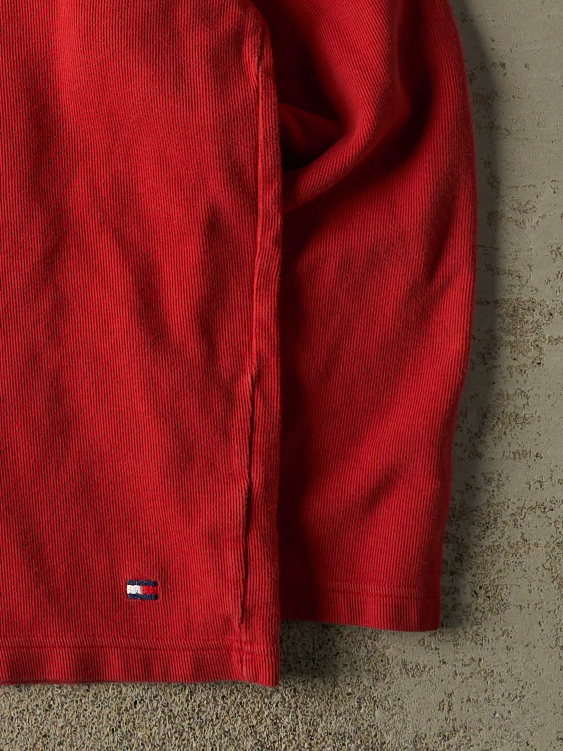 Vintage Y2K Red Tommy Hilfiger Striped Knit Longsleeve (XL/XXL)