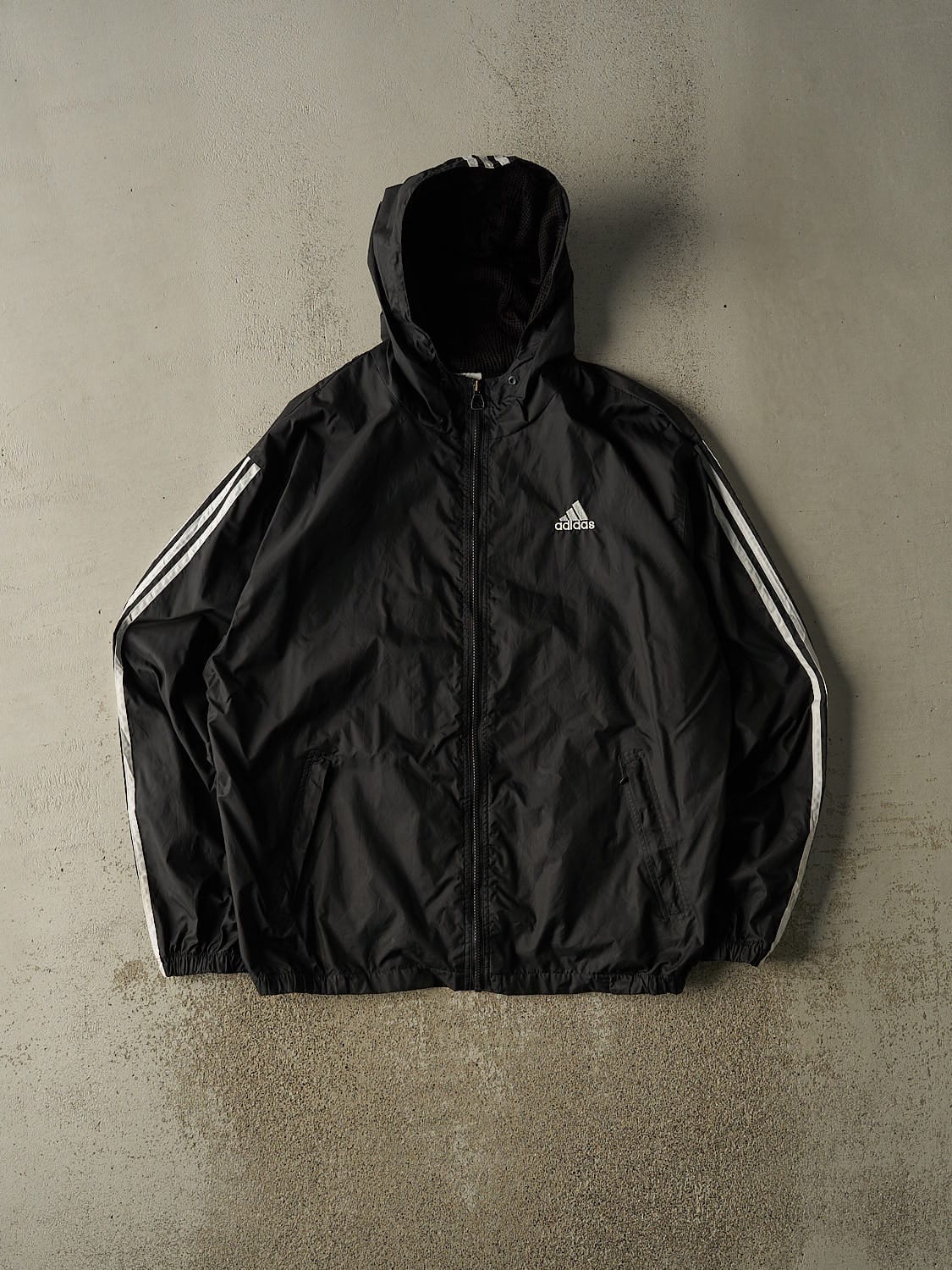 Vintage 90s Black Adidas Embroidered Windbreaker Jacket (XXL)