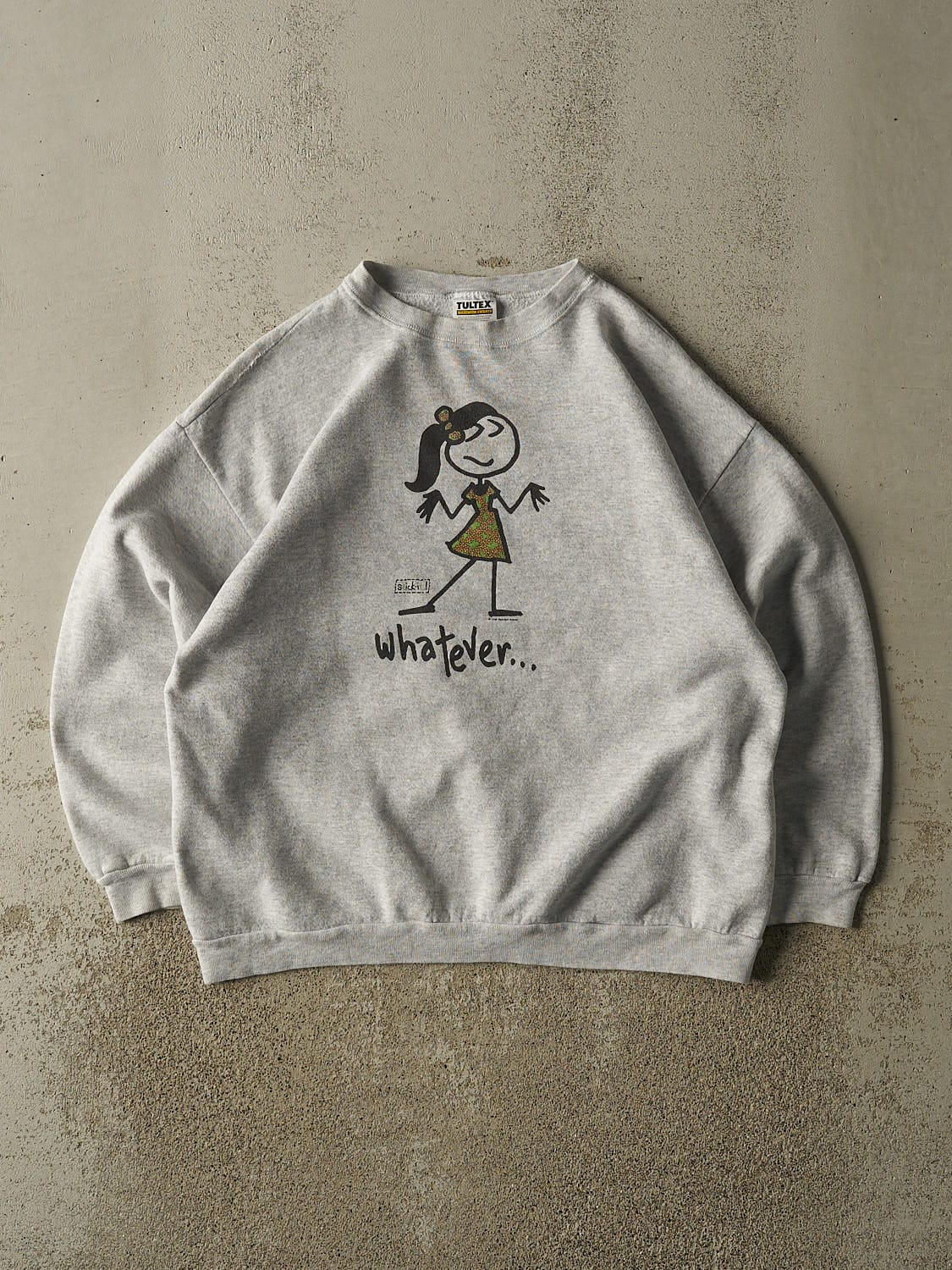 Vintage 98' Grey "Whatever" Slogan Crewneck (L/XL)