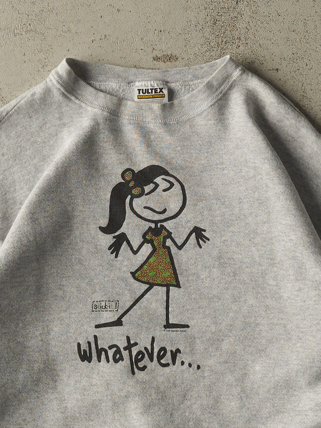 Vintage 98' Grey "Whatever" Slogan Crewneck (L/XL)