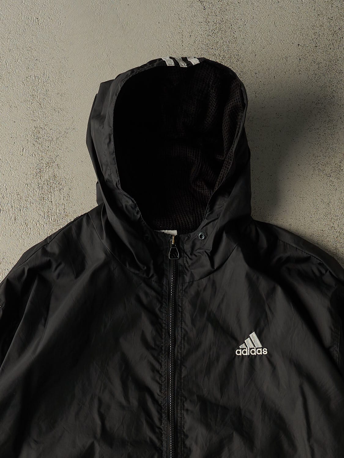 Vintage 90s Black Adidas Embroidered Windbreaker Jacket (XXL)