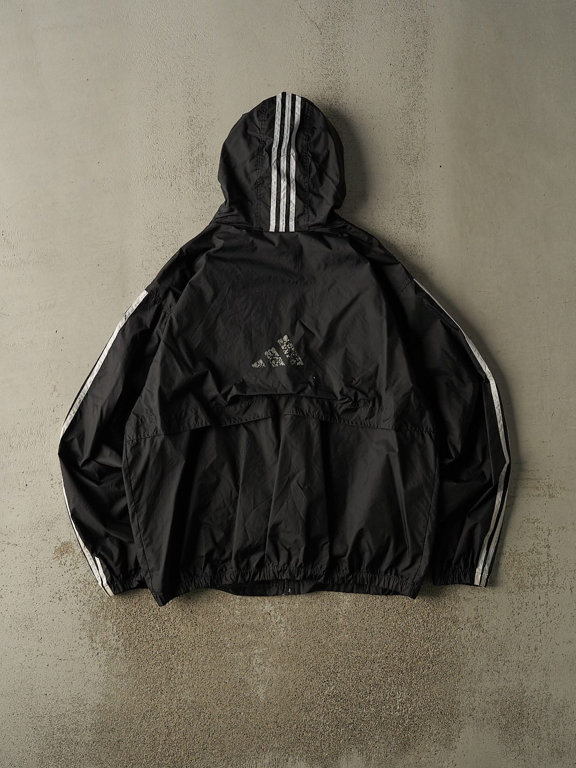 Vintage 90s Black Adidas Embroidered Windbreaker Jacket (XXL)
