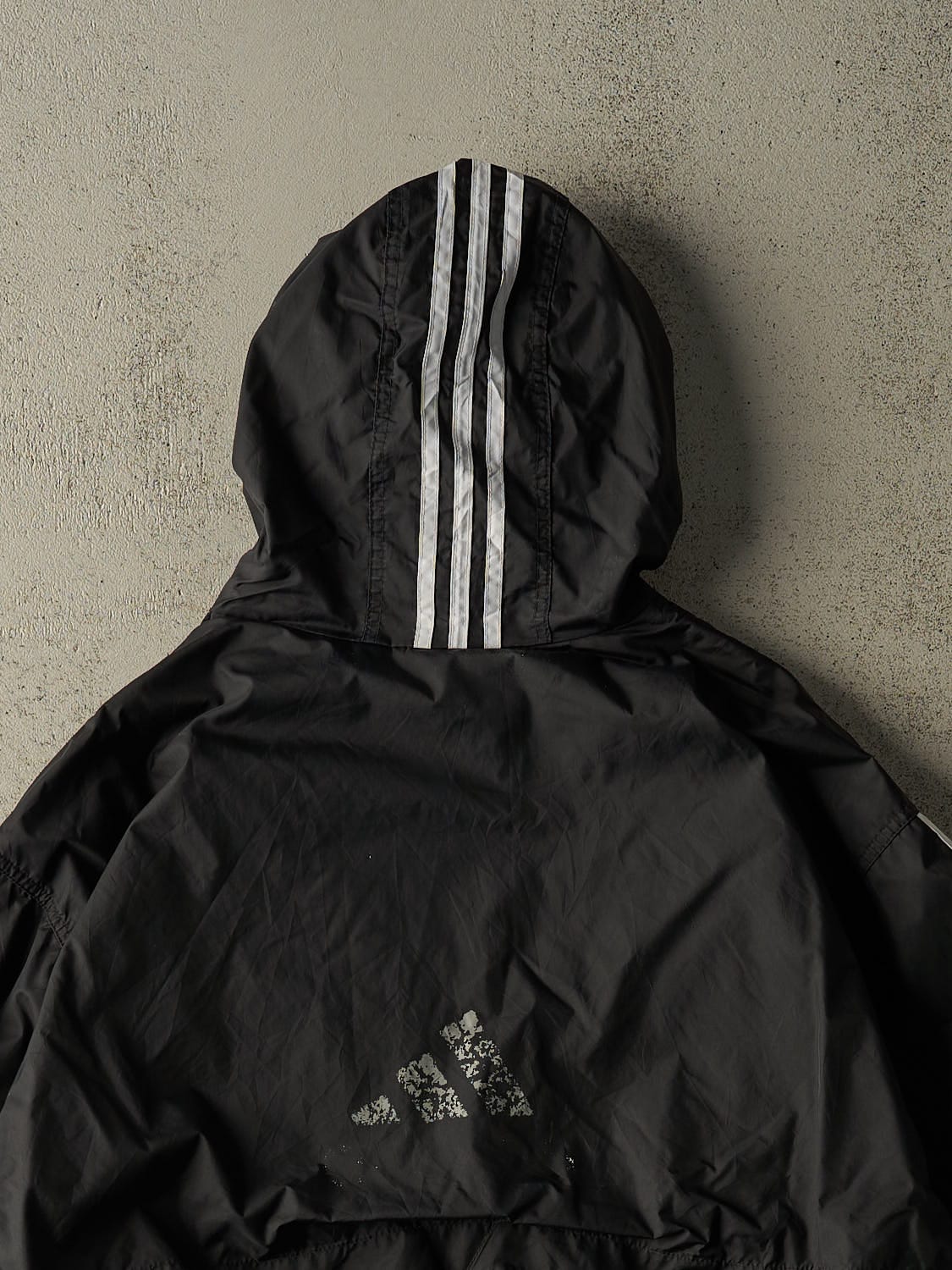 Vintage 90s Black Adidas Embroidered Windbreaker Jacket (XXL)