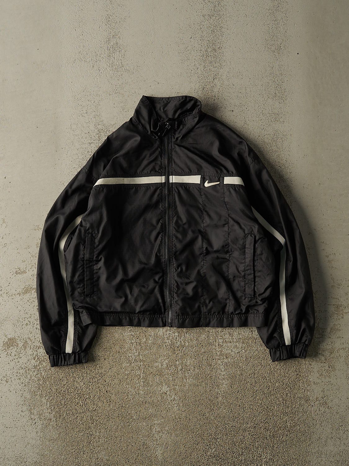 Vintage 90s Black Nike Embroidered Windbreaker Jacket (S/M)