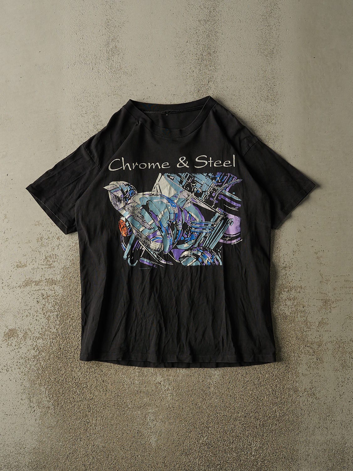 Vintage 94' Black Harley Davidson "Chrome & Steel" Tee (L)