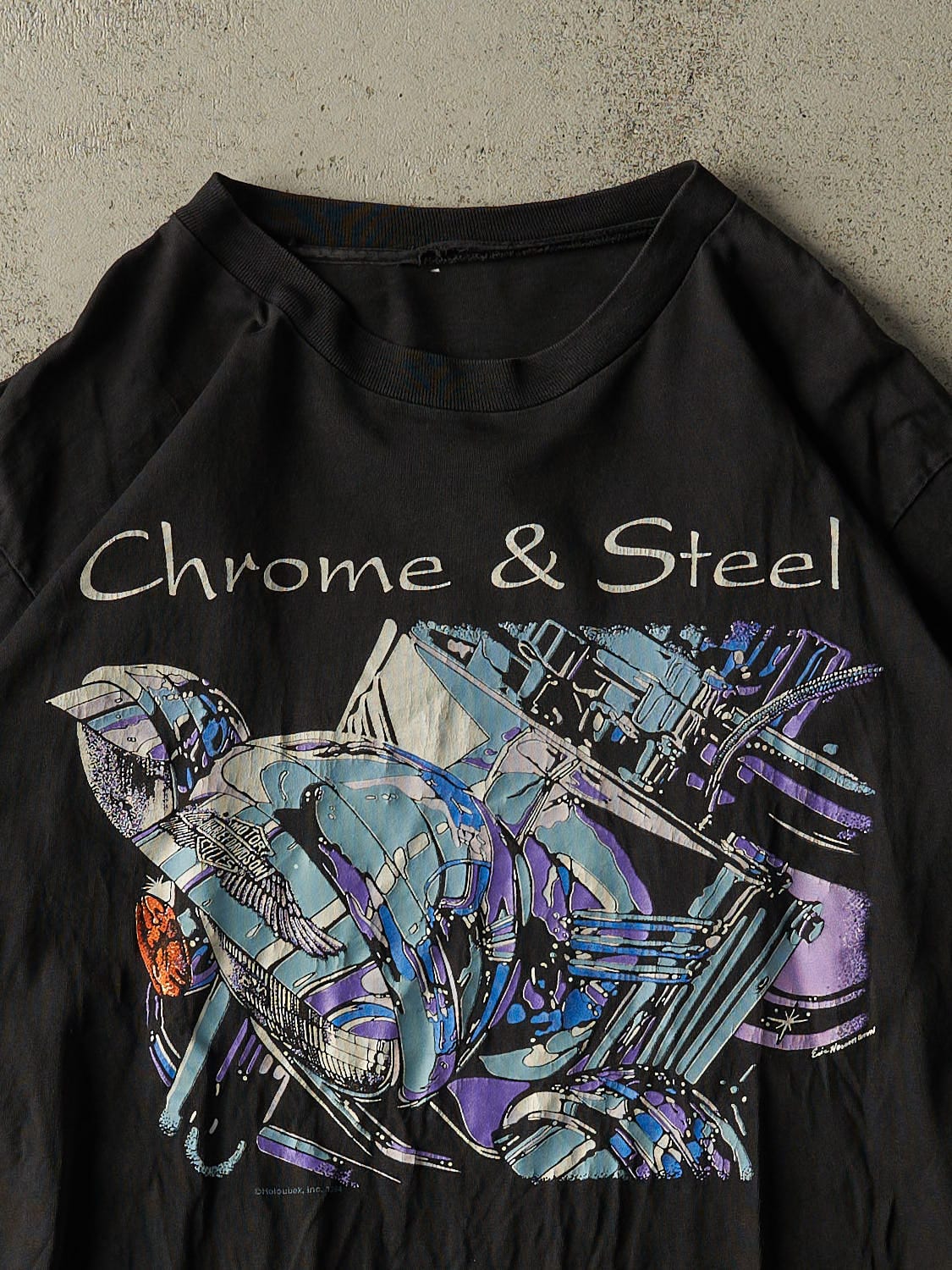 Vintage 94' Black Harley Davidson "Chrome & Steel" Tee (L)