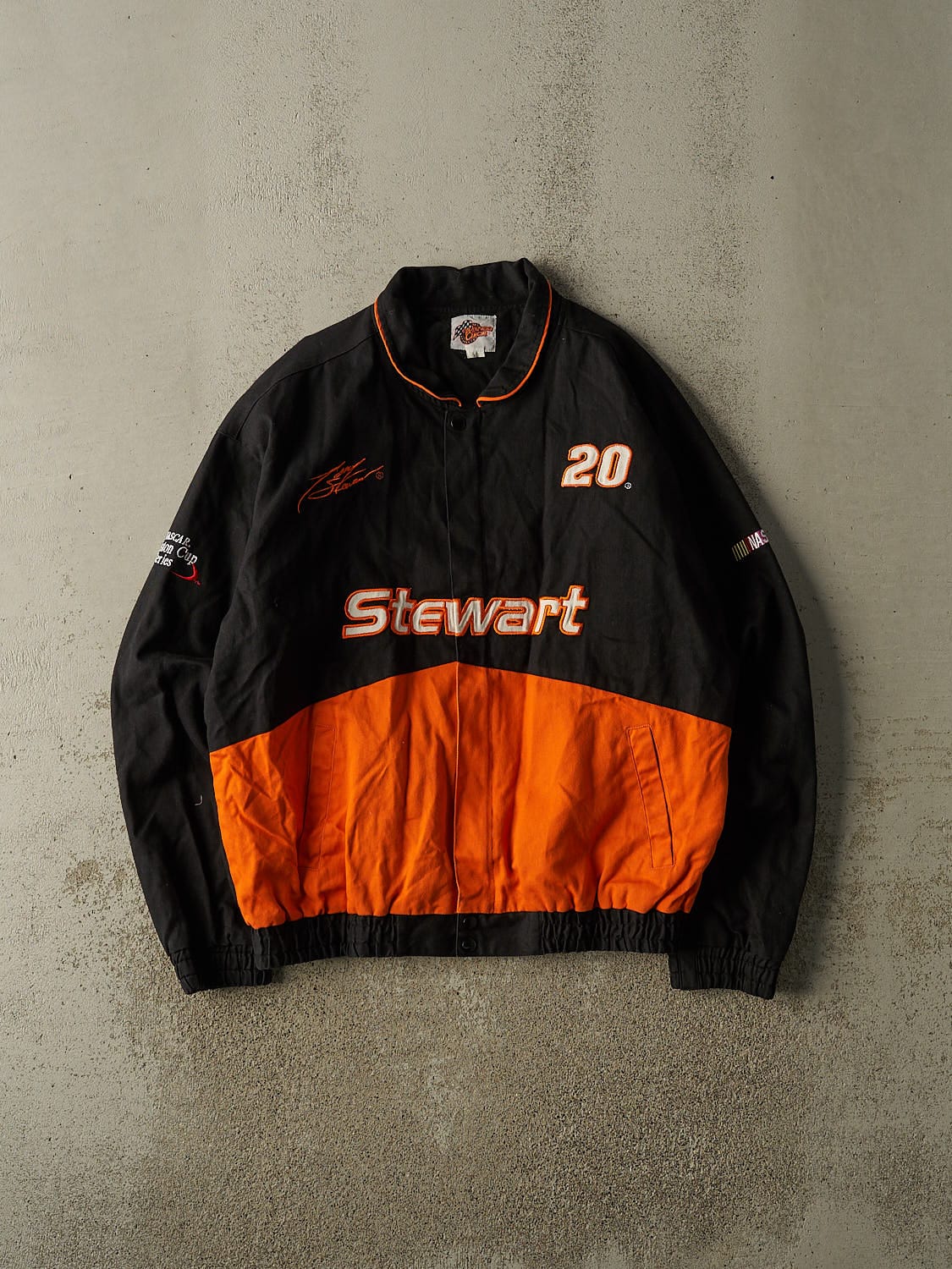 Vintage Y2K Black Tony Stewart Nascar Racing Jacket (L/XL)