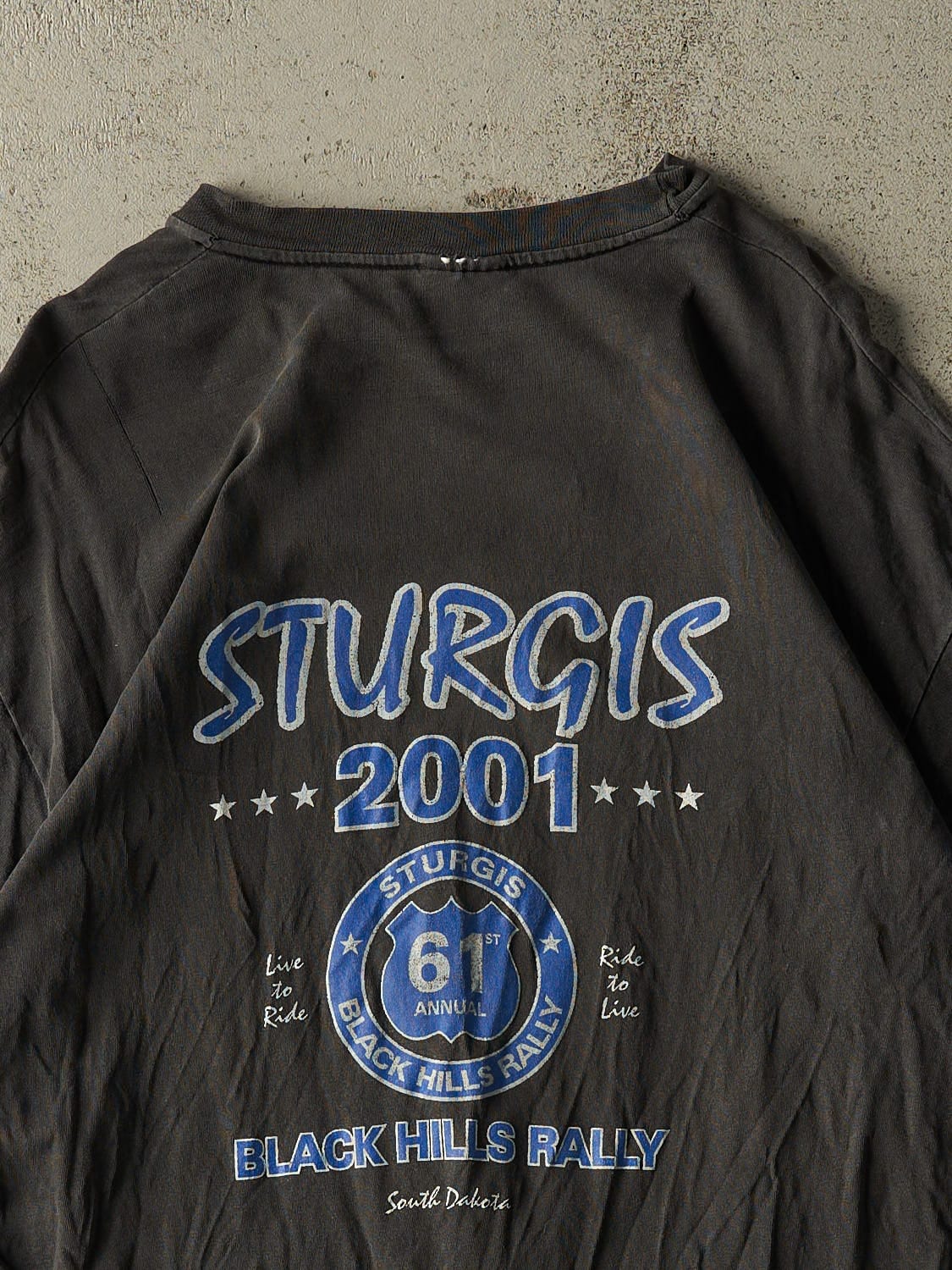 Vintage 01' Faded Black Sturgis Biker Tee (L/XL)