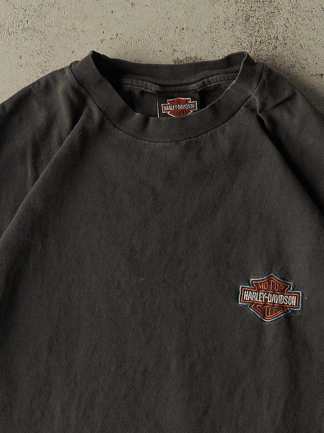 Vintage 96' Faded Black Harley Davison "Pumping Iron" Tee (L/XL)