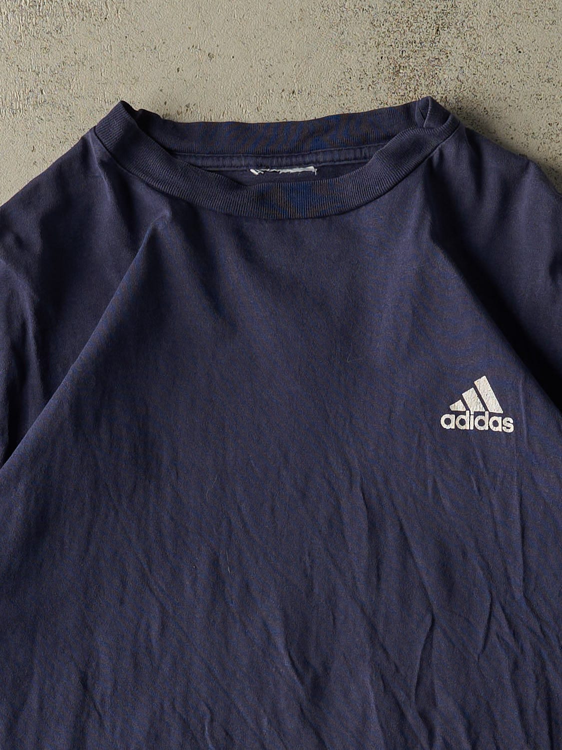 Vintage 90s Navy Blue Adidas Embroidered Tee (L/XL)