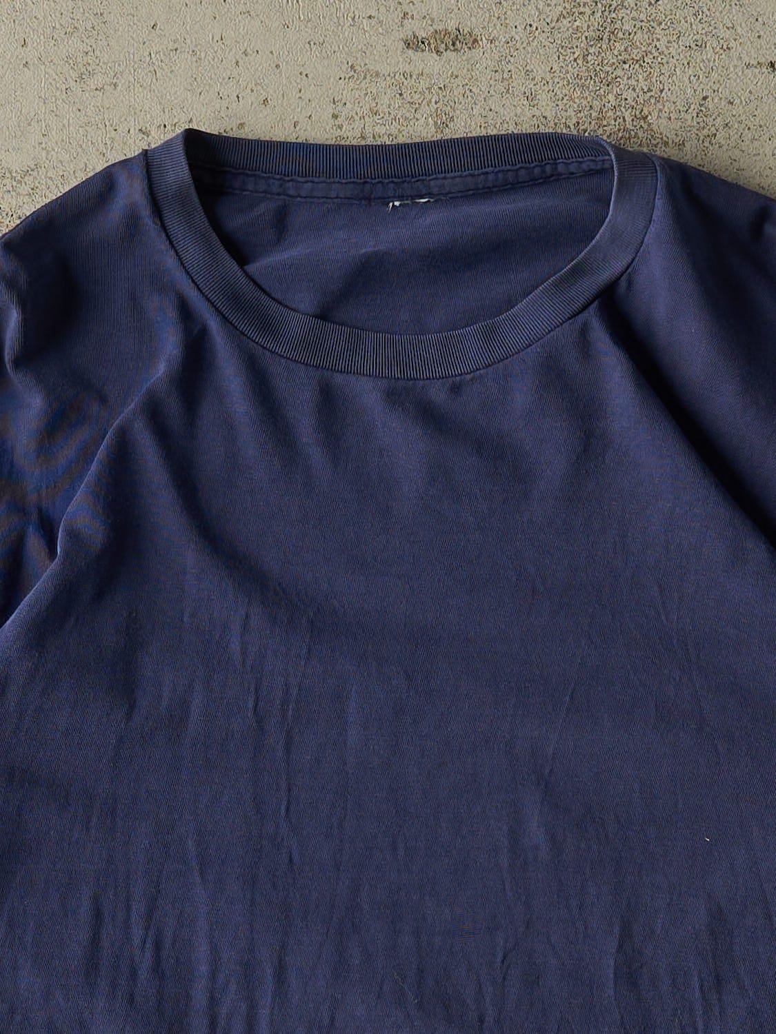Vintage 90s Navy Blue Blank Single Stitch Tee (M)
