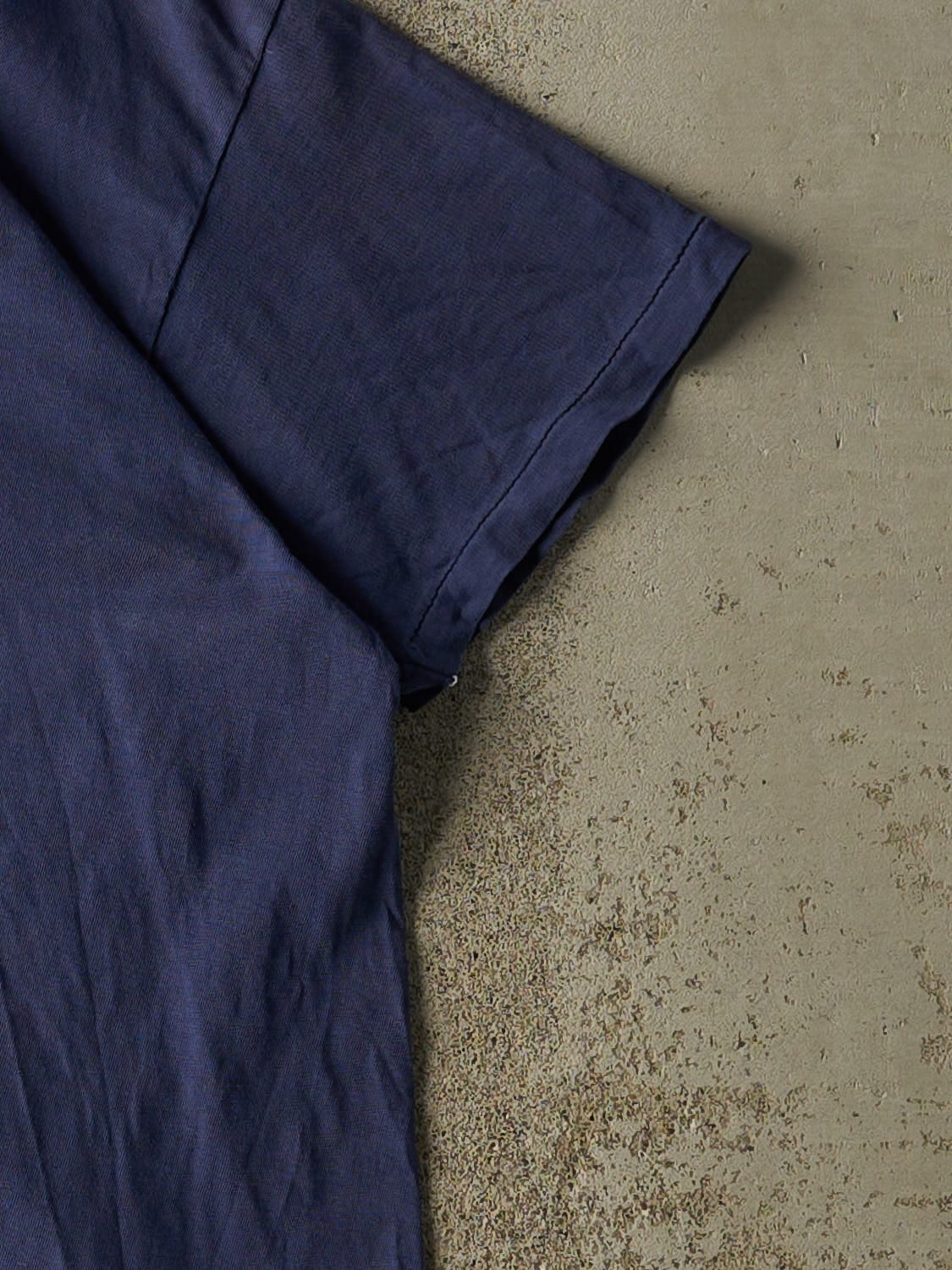 Vintage 90s Navy Blue Blank Single Stitch Tee (M)