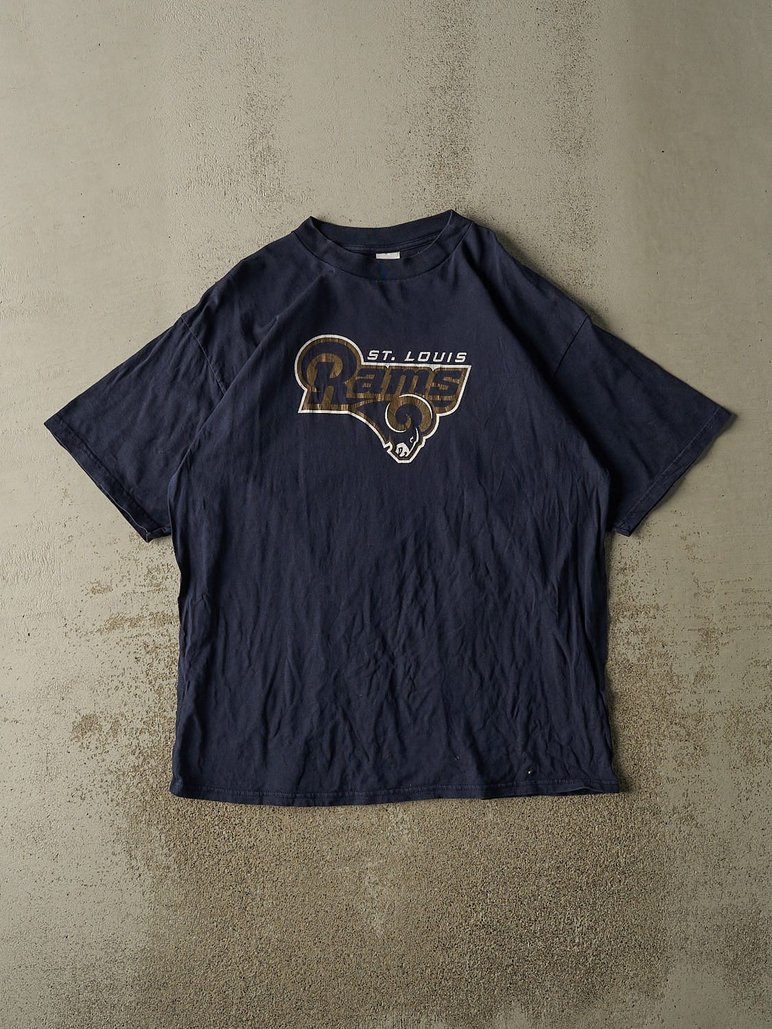 Vintage Y2K Navy Blue St. Louis Rams Tee (XXL)