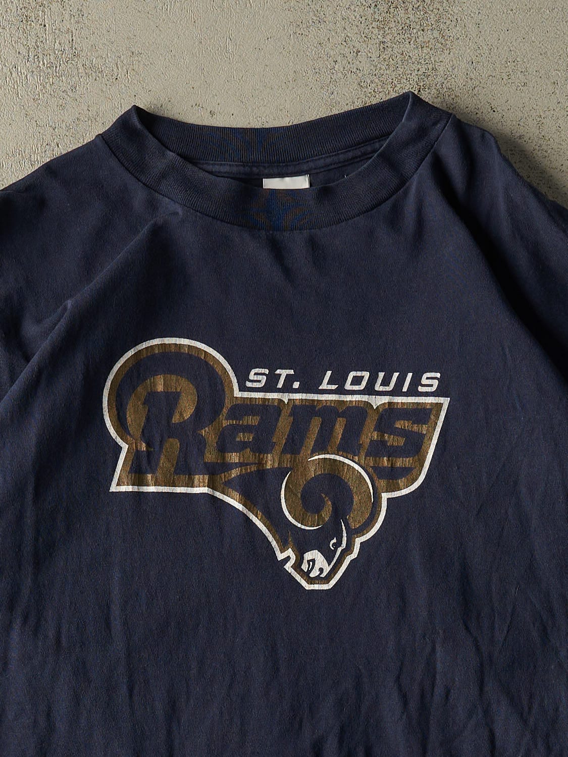 Vintage Y2K Navy Blue St. Louis Rams Tee (XXL)