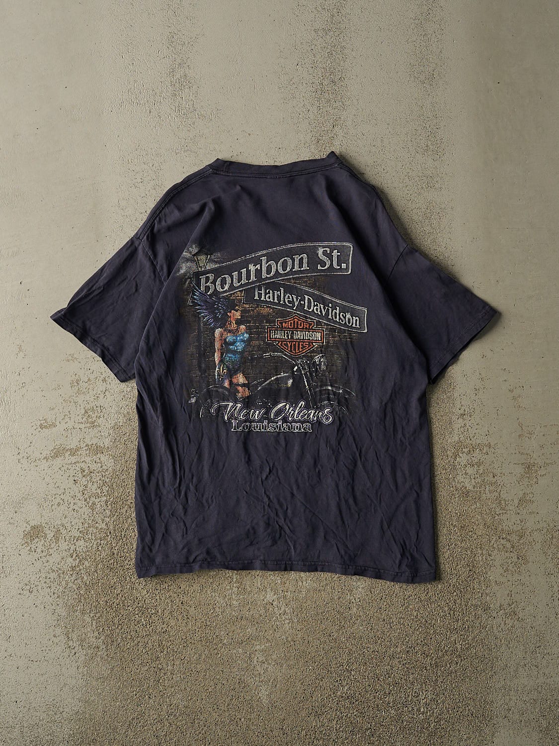 Vintage 11' Navy Blue Harley Davison Thunder New Orleans LA Tee (S/M)