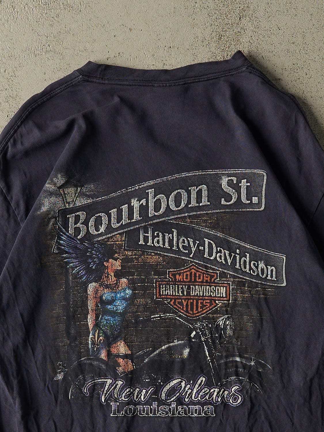 Vintage 11' Navy Blue Harley Davison Thunder New Orleans LA Tee (S/M)