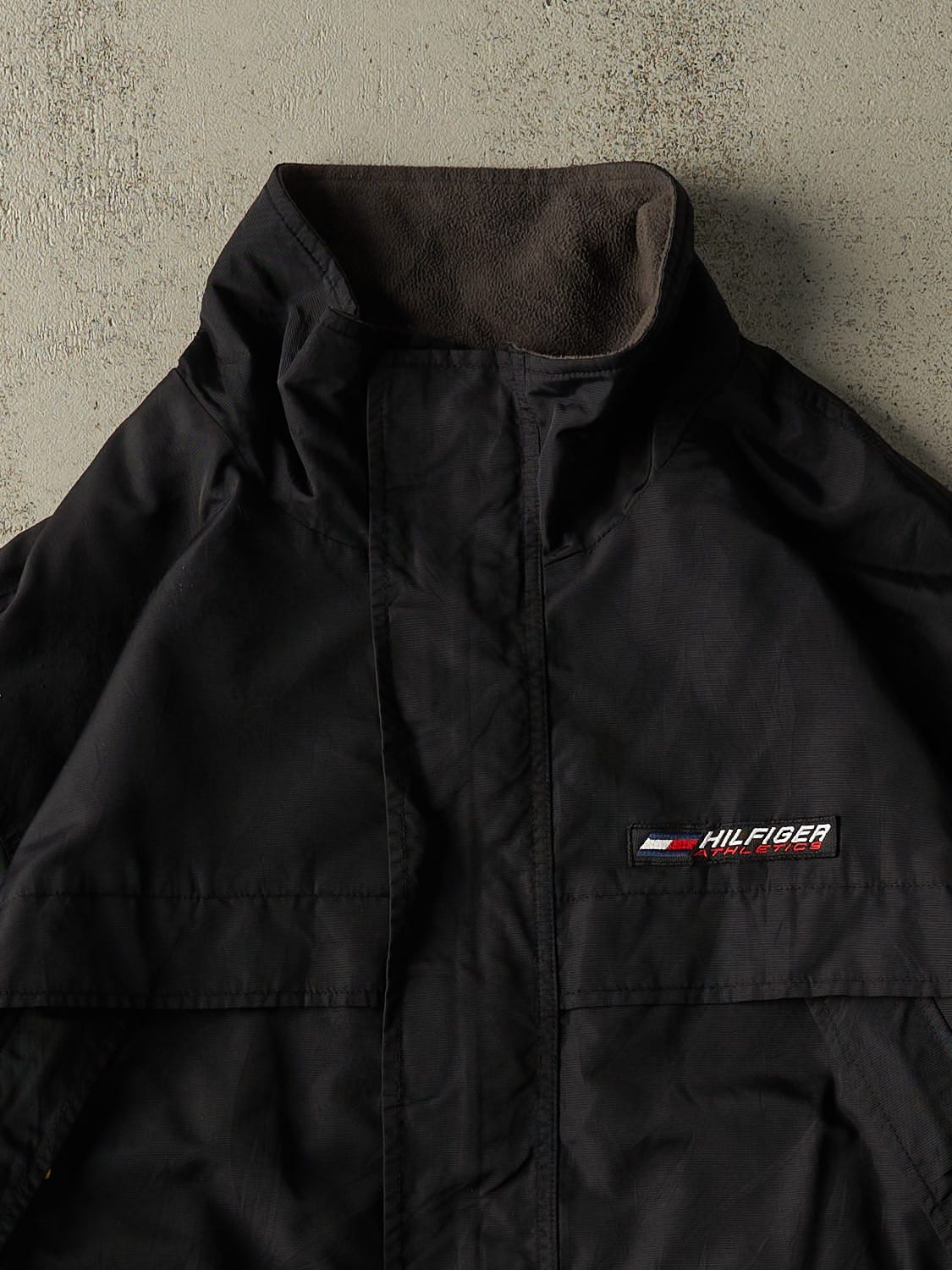 Vintage 90s Black Tommy Hilfiger Fleece Lined Jacket (L)
