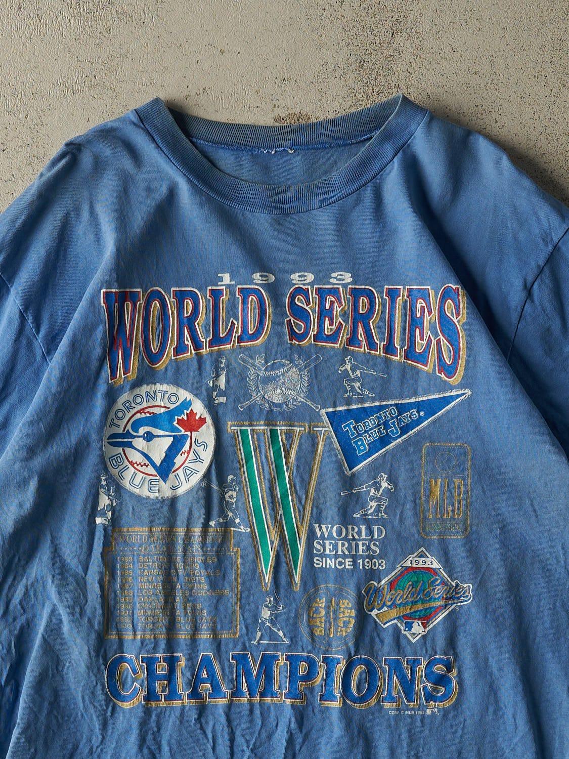 Vintage 93' Baby Blue Toronto Blue Jays World Series Champions Tee (L/XL)
