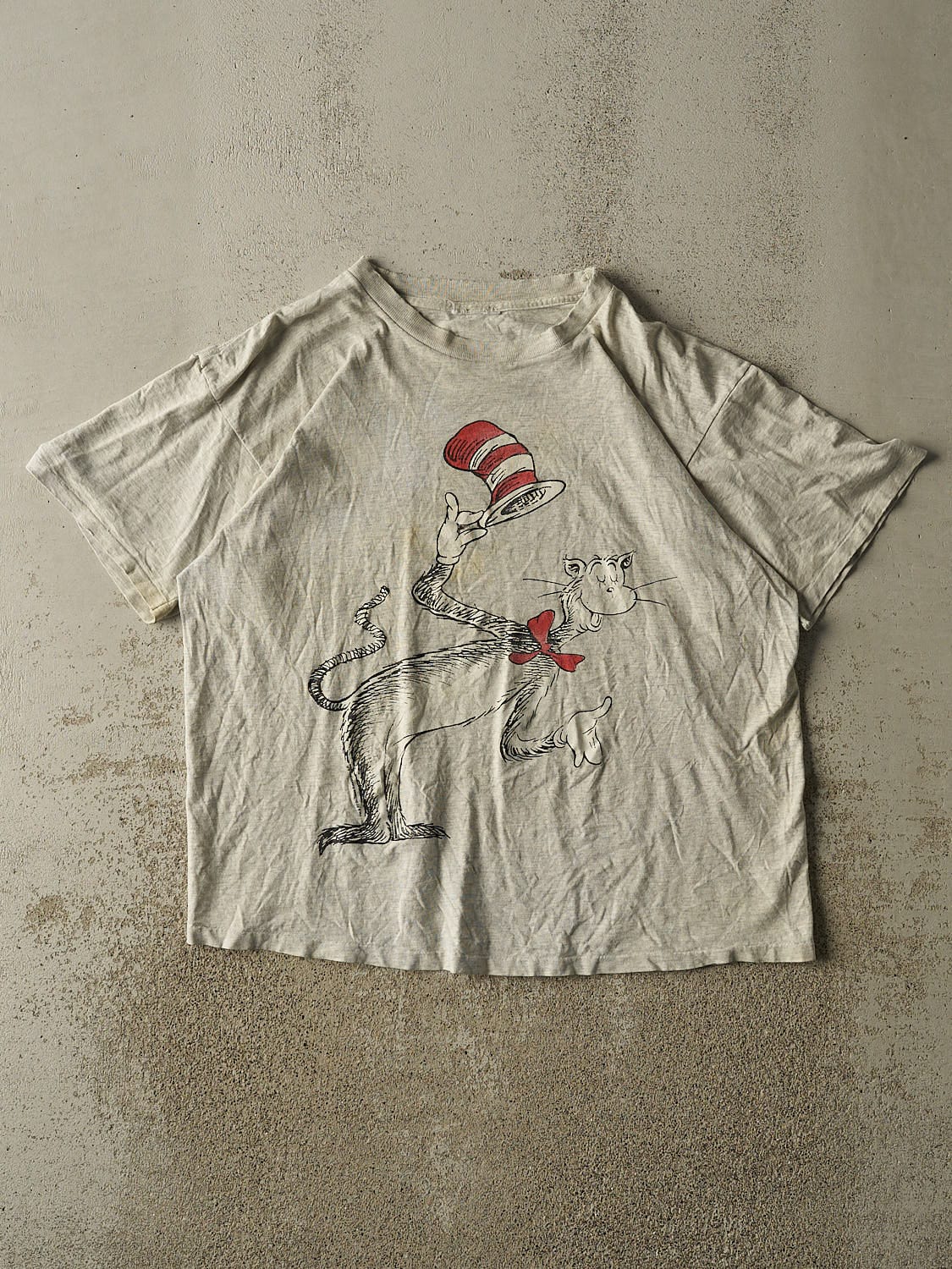 Vintage 90s Heather Grey Cat In The Hat Tee (L/XL)