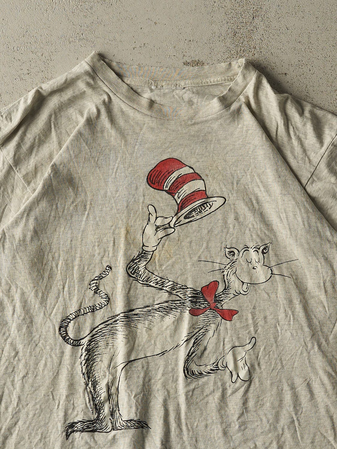 Vintage 90s Heather Grey Cat In The Hat Tee (L/XL)