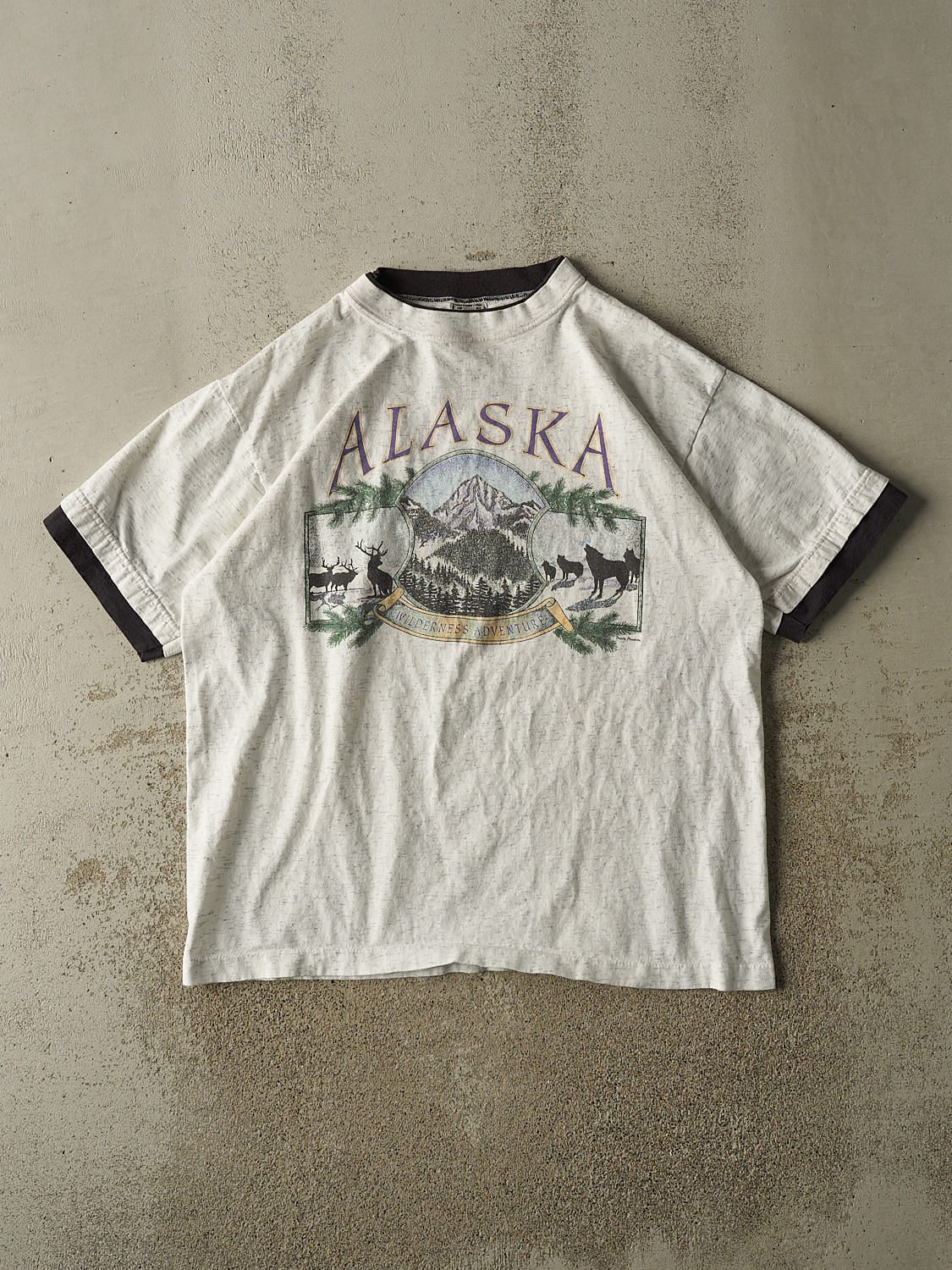 Vintage 90s Heather Grey Alaska Double Sleeve Tee (XL)