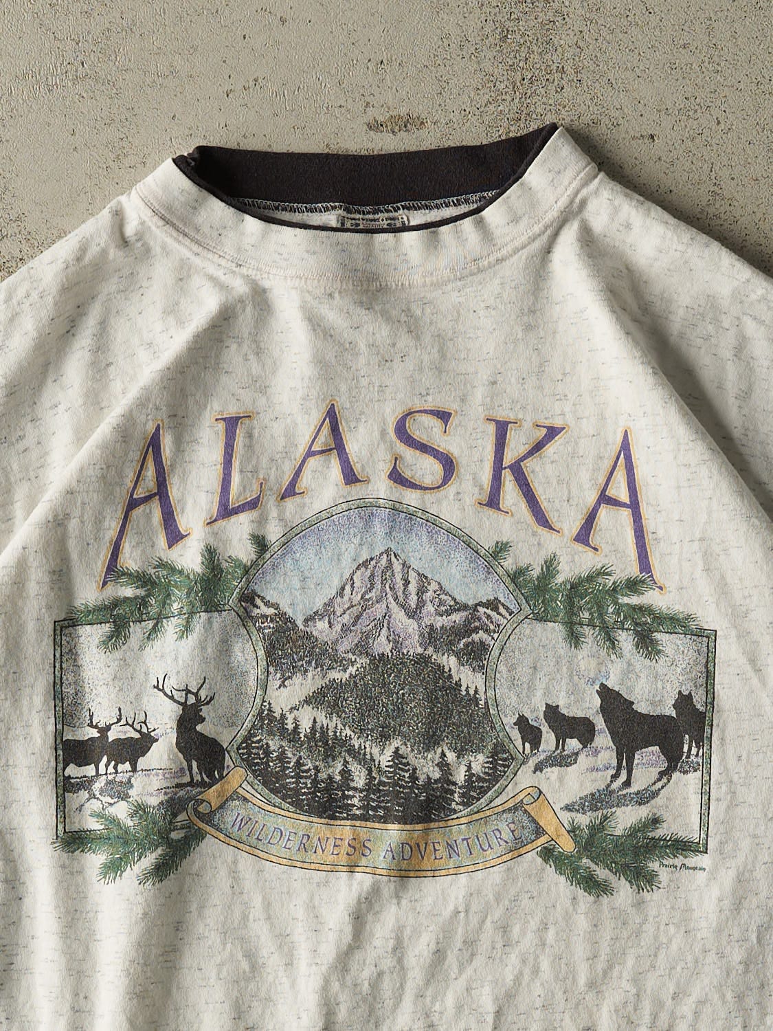 Vintage 90s Heather Grey Alaska Double Sleeve Tee (XL)